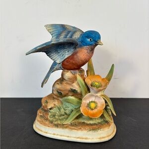 Vintage Andrea by Sadek Bluebird Figurine #7703 – 5”x6” Porcelain Bird Decor
